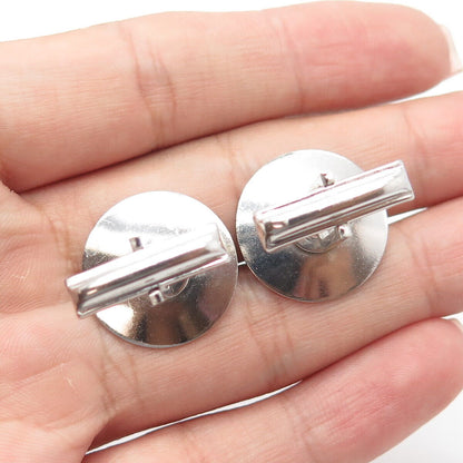 925 Sterling Silver Vintage Engraved Round Cufflinks