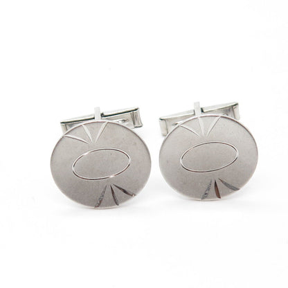 925 Sterling Silver Vintage Engraved Round Cufflinks