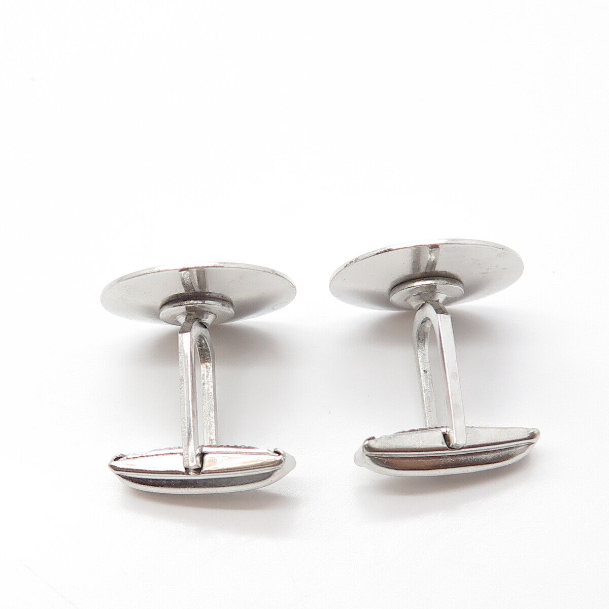 925 Sterling Silver Vintage Engraved Round Cufflinks