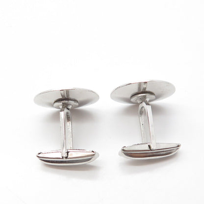 925 Sterling Silver Vintage Engraved Round Cufflinks