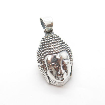 925 Sterling Silver Vintage Buddha Head Religious Pendant