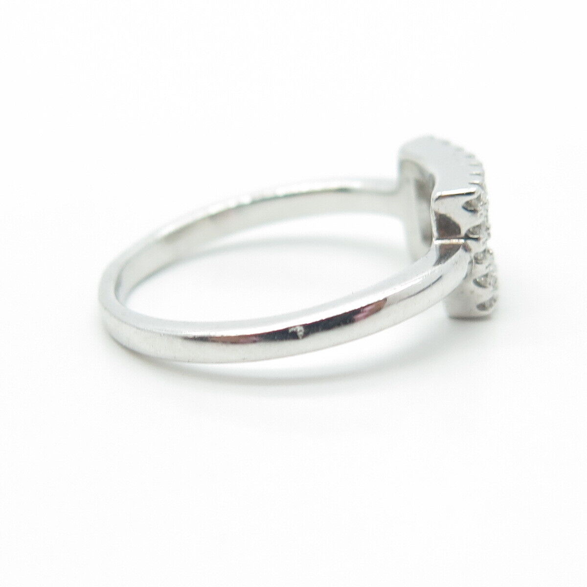 925 Sterling Silver White C Z Mail Envelope Minimalist Ring Size 6