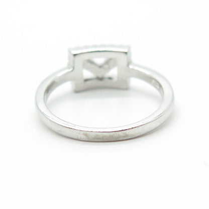 925 Sterling Silver White C Z Mail Envelope Minimalist Ring Size 6