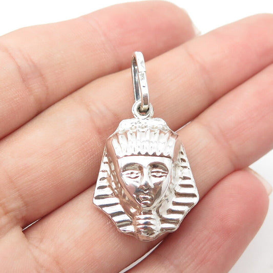 925 Sterling Silver Vintage Italy Egyptian Pharaoh 3D Pendant