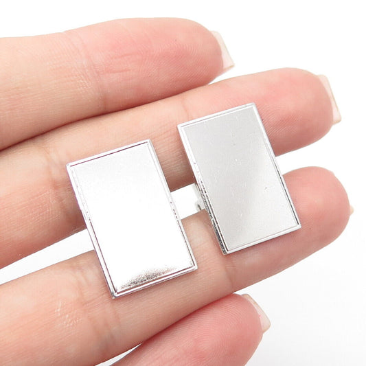 925 Sterling Silver Vintage Destino Rectangular Panel Cufflinks