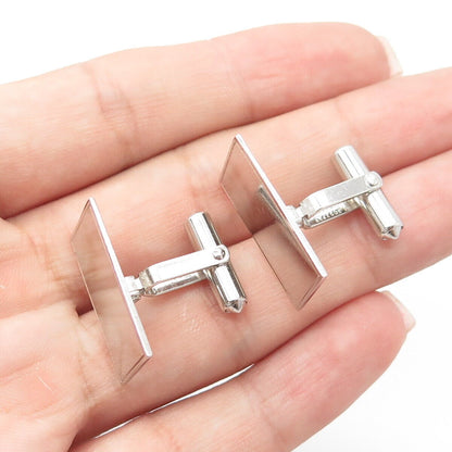 925 Sterling Silver Vintage Destino Rectangular Panel Cufflinks