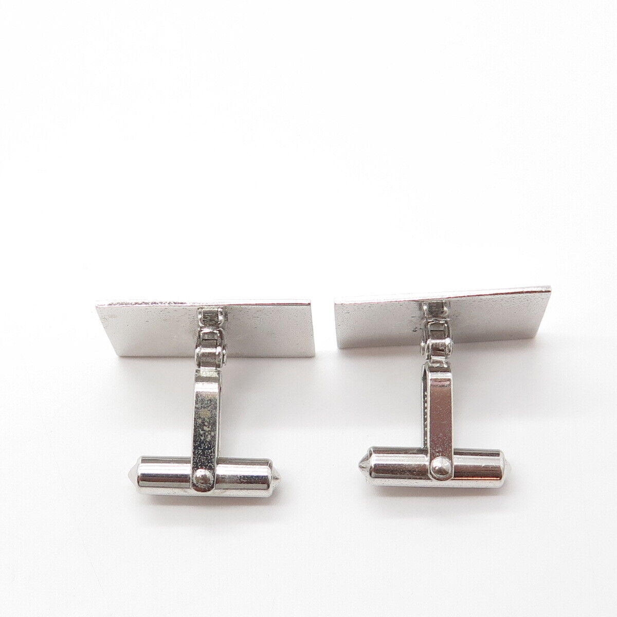 925 Sterling Silver Vintage Destino Rectangular Panel Cufflinks