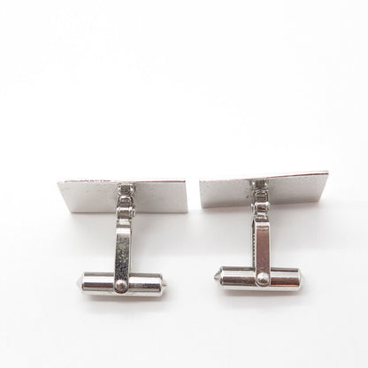 925 Sterling Silver Vintage Destino Rectangular Panel Cufflinks