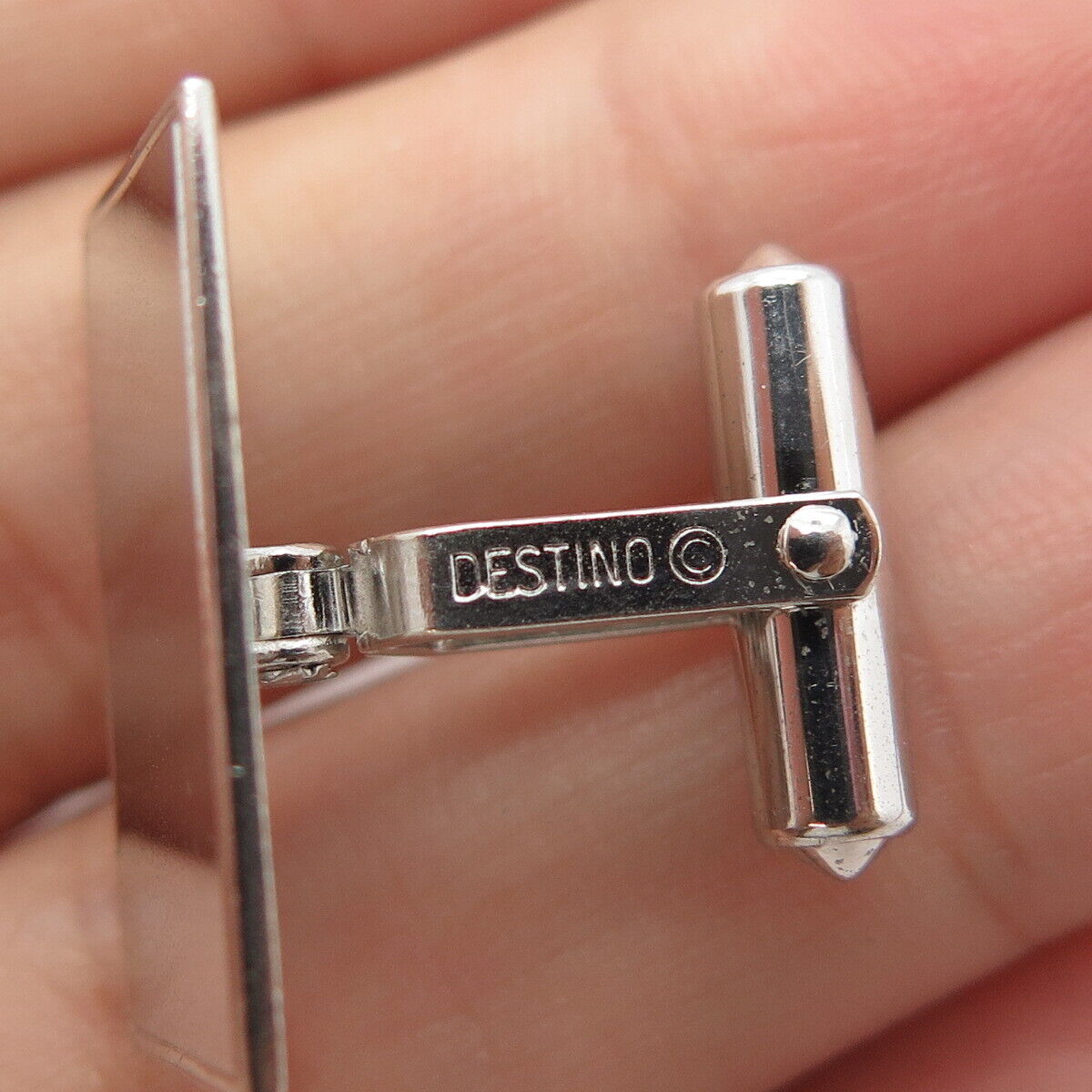 925 Sterling Silver Vintage Destino Rectangular Panel Cufflinks