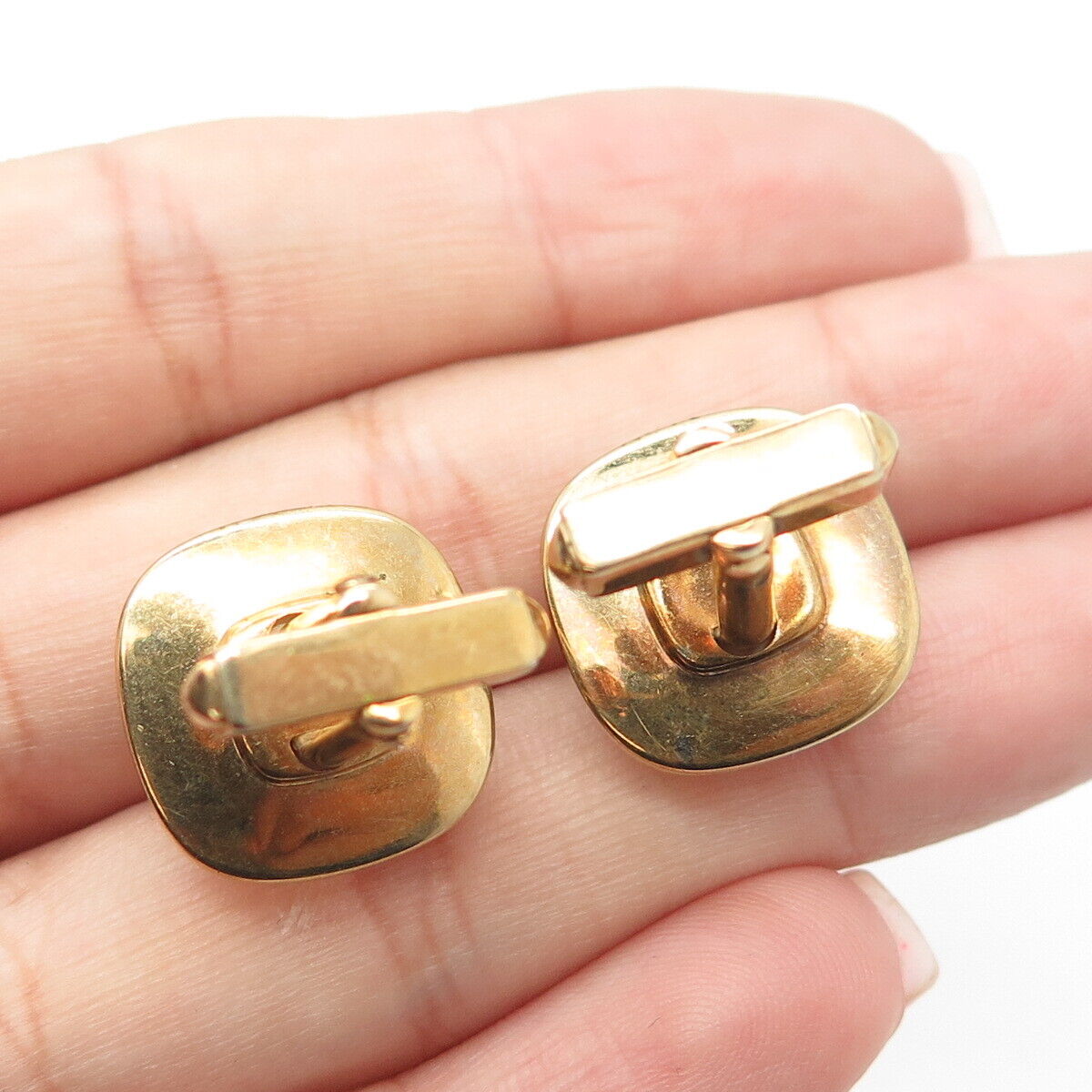 Gold Filled Antique Art Deco Anson Glass Fishing Hook Bullet Back Cufflinks