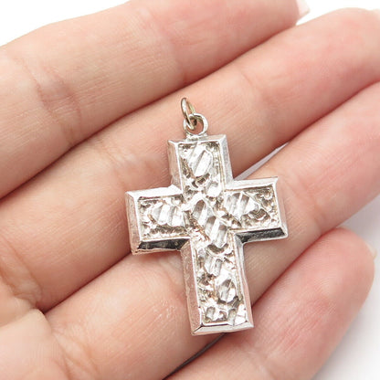 925 Sterling Silver Vintage Cross Pressed Religious Pendant