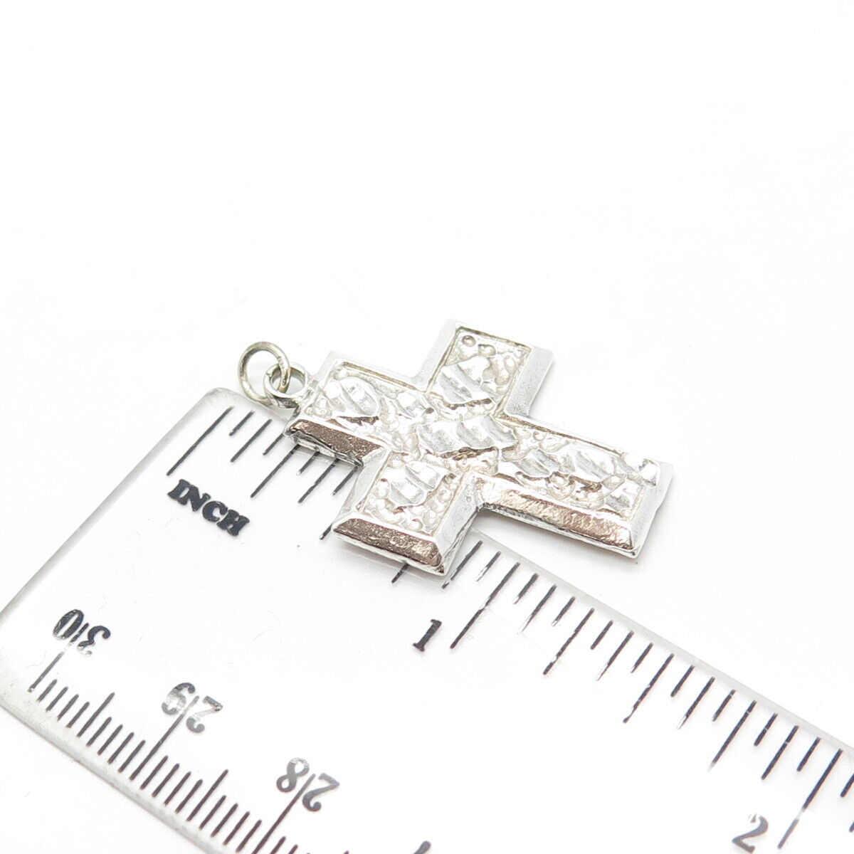 925 Sterling Silver Vintage Cross Pressed Religious Pendant