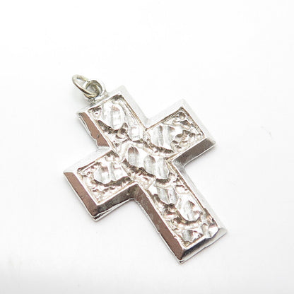 925 Sterling Silver Vintage Cross Pressed Religious Pendant