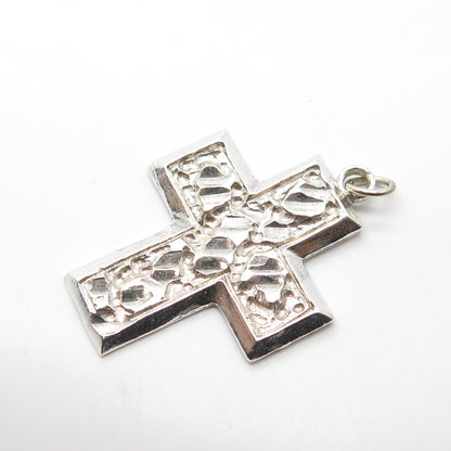 925 Sterling Silver Vintage Cross Pressed Religious Pendant