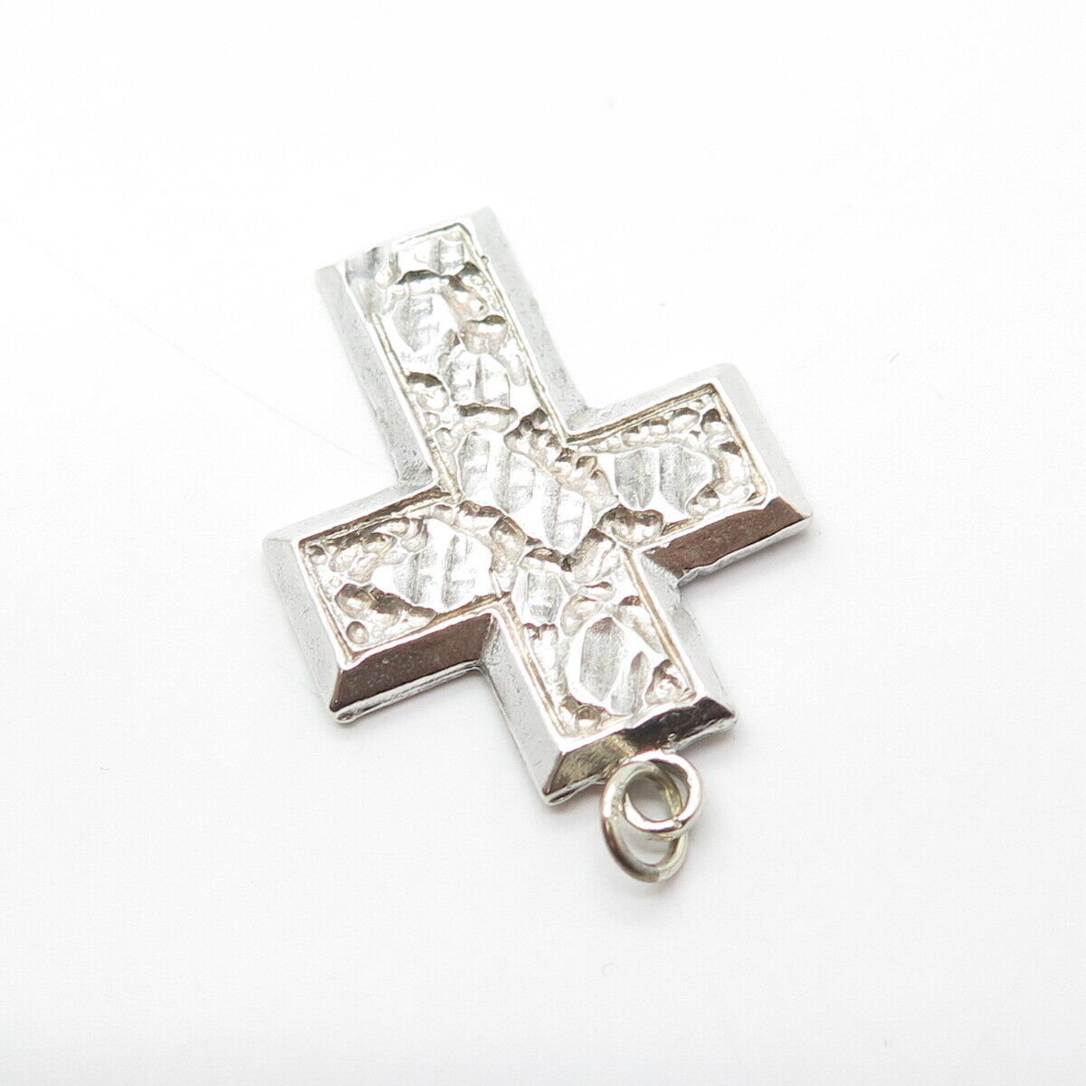 925 Sterling Silver Vintage Cross Pressed Religious Pendant