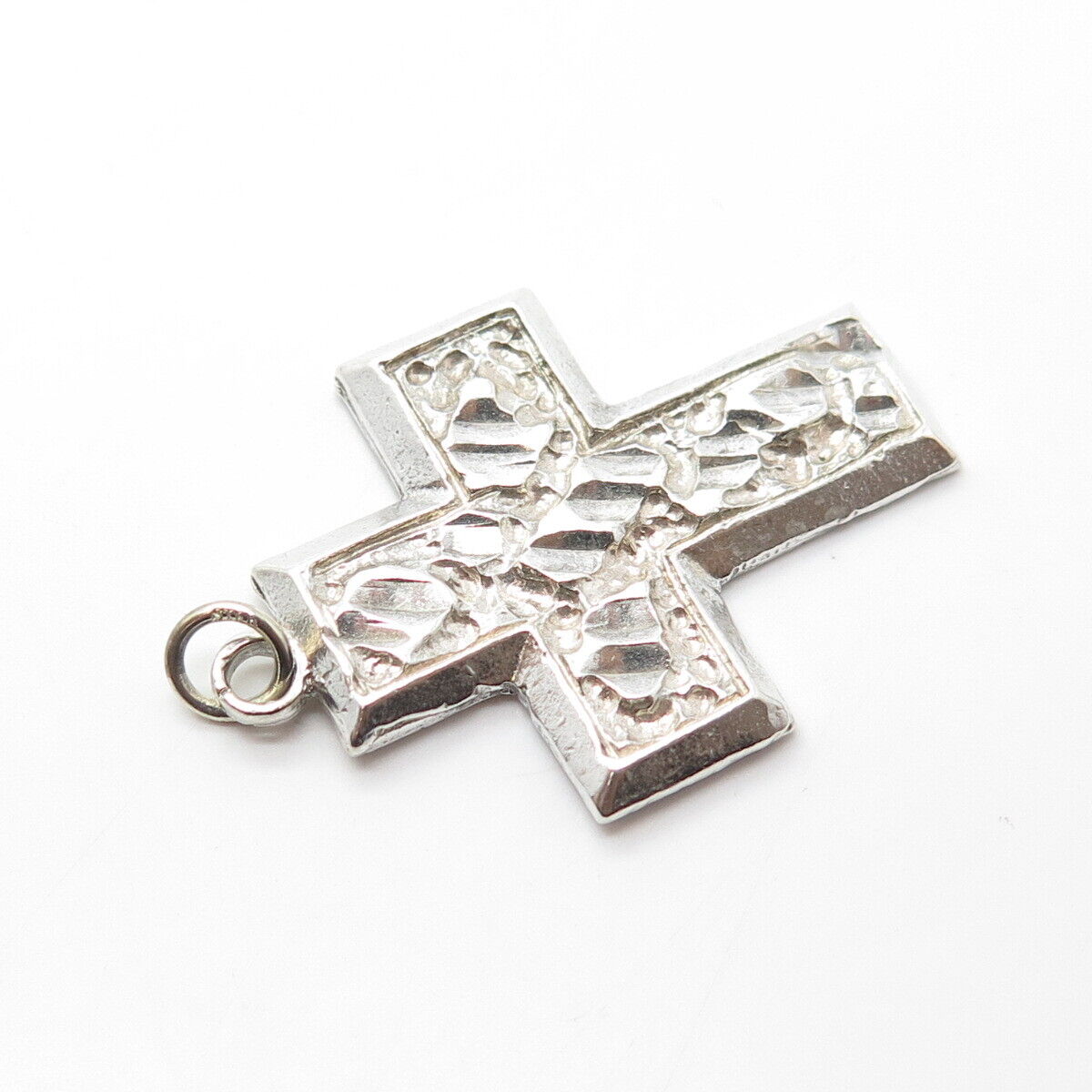 925 Sterling Silver Vintage Cross Pressed Religious Pendant