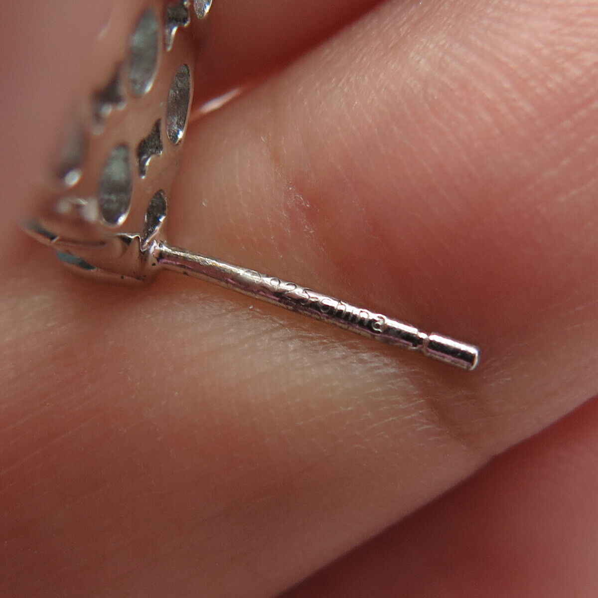 925 Sterling Silver Blue C Z Cluster Dangling Drop Earrings