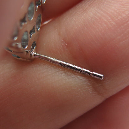 925 Sterling Silver Blue C Z Cluster Dangling Drop Earrings