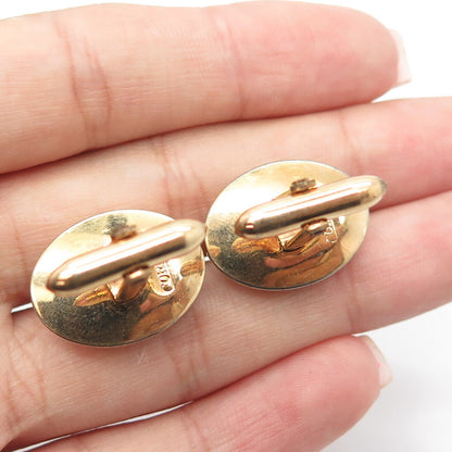 Gold Filled Antique Art Deco Correct Glass Horse Bullet Back Oval Cufflinks