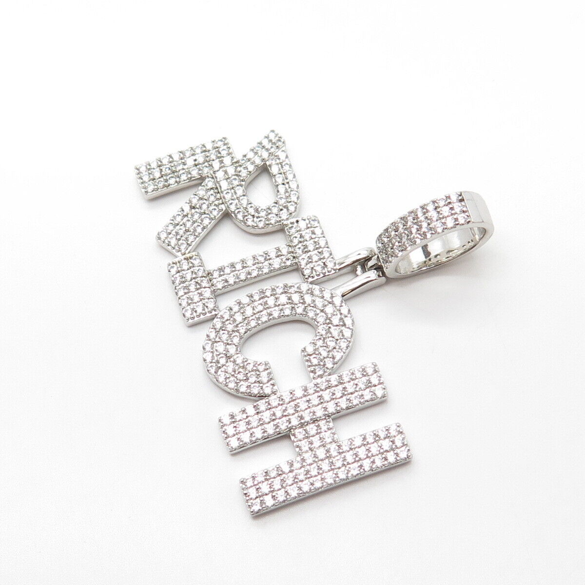 925 Sterling Silver Olivia Ice Pave C Z "Rich" Pendant