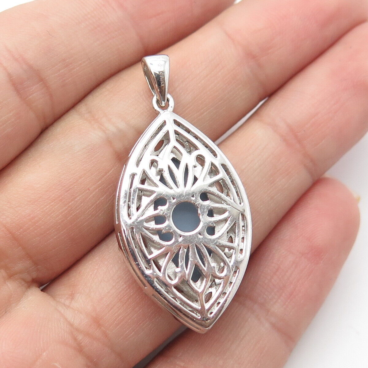 925 Sterling Silver Real Colorful Druzy & C Z Pendant