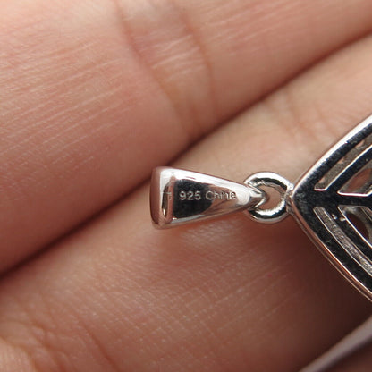 925 Sterling Silver Real Colorful Druzy & C Z Pendant