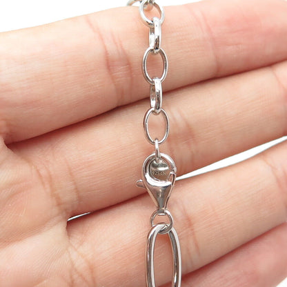 925 Sterling Silver White C Z Chain Link Bracelet 8.5"