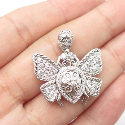 925 Sterling Silver White C Z Butterfly Pendant