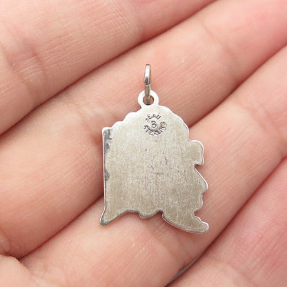 925 Sterling Silver Vintage Beau Alaska State Oxidized Charm Pendant