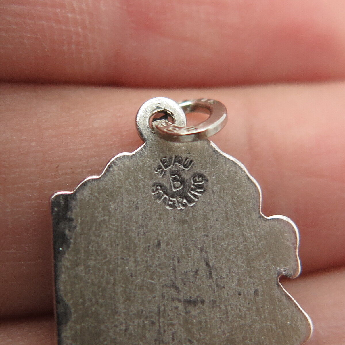 925 Sterling Silver Vintage Beau Alaska State Oxidized Charm Pendant