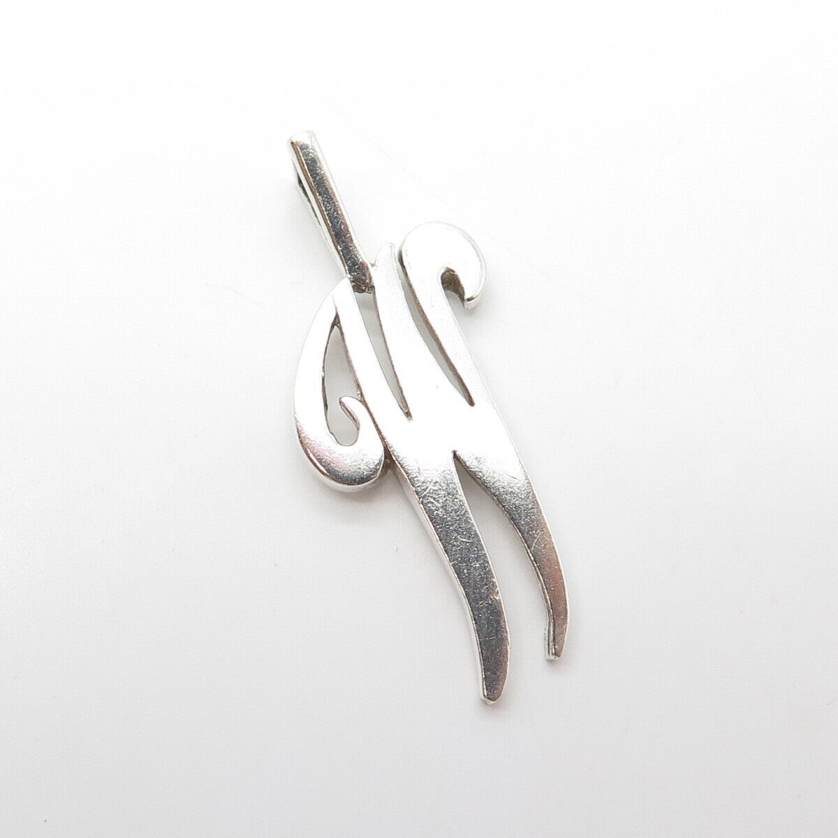 925 Sterling Silver Vintage Letter "W" Initial Modernist Pendant