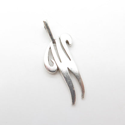 925 Sterling Silver Vintage Letter "W" Initial Modernist Pendant