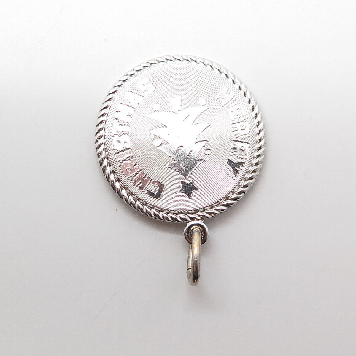 925 Sterling Silver Vintage Griffith & Sons "Merry Christmas" Tree Round Pendant