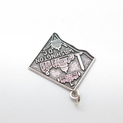 925 Sterling Silver Vintage Washington DC State Capitol & White House Pendant