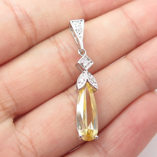 925 Sterling Silver White & Yellow C Z Pendant