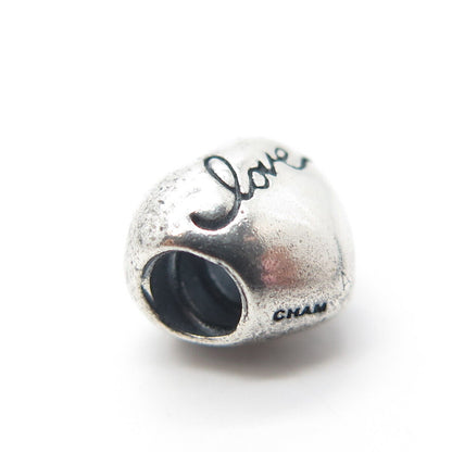 925 Sterling Silver Chamilia Real Coral "Love" Engraved Hugs & Kisses Bead Charm