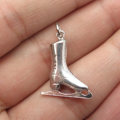 925 Sterling Silver Antique Art Deco Classic Ice Skate Charm Pendant