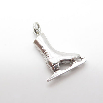 925 Sterling Silver Antique Art Deco Classic Ice Skate Charm Pendant