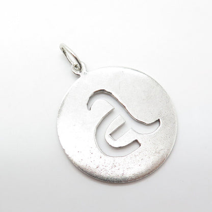 925 Sterling Silver Vintage Letter "A" Initial Charm Pendant