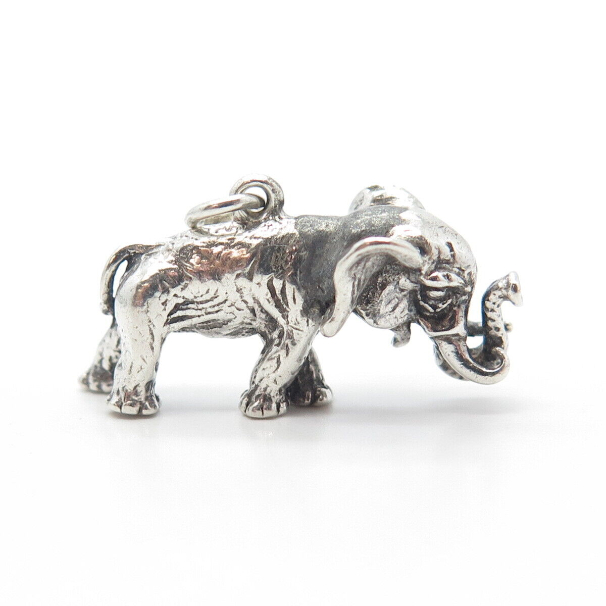 925 Sterling Silver Vintage Elephant For Good Luck 3D Charm Pendant