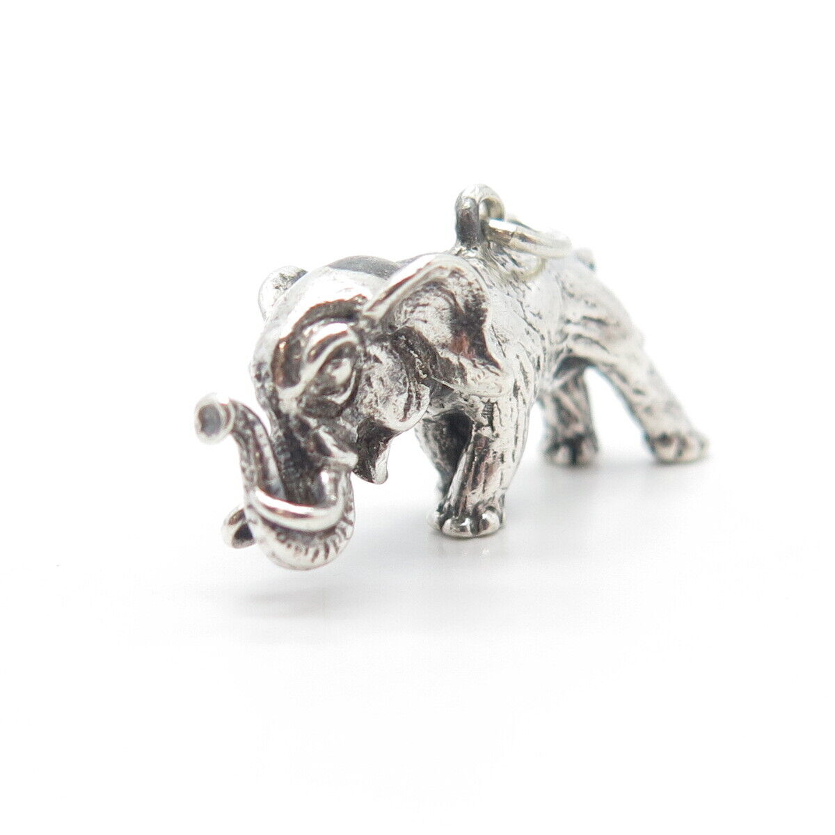 925 Sterling Silver Vintage Elephant For Good Luck 3D Charm Pendant