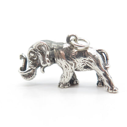 925 Sterling Silver Vintage Elephant For Good Luck 3D Charm Pendant