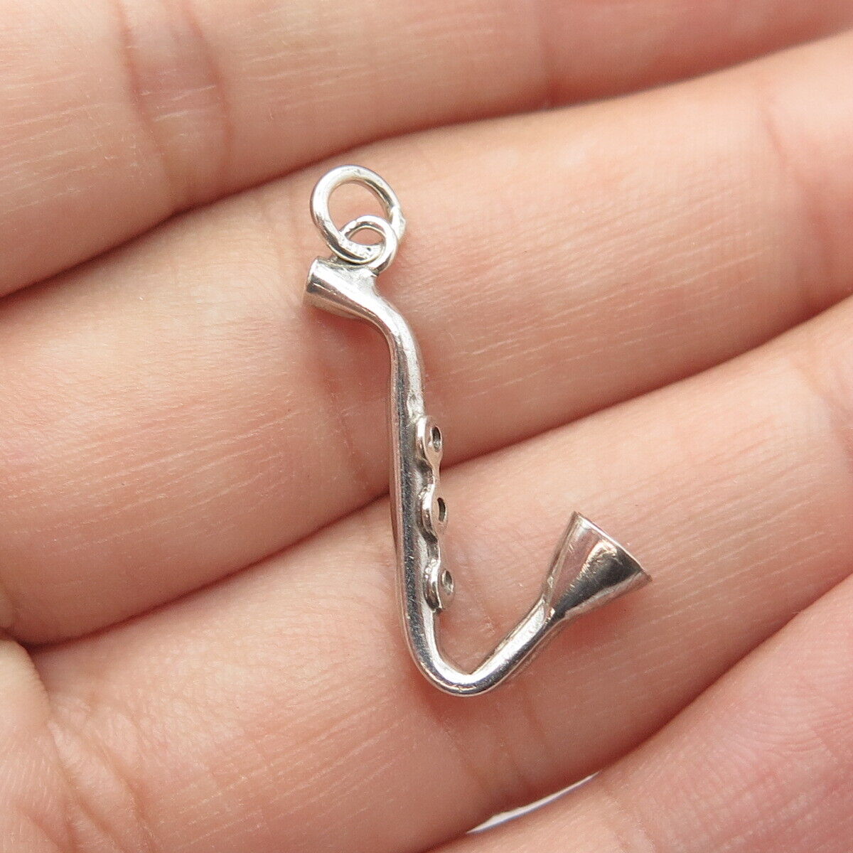 925 Sterling Silver Vintage Saxophone Music 3D Charm Pendant