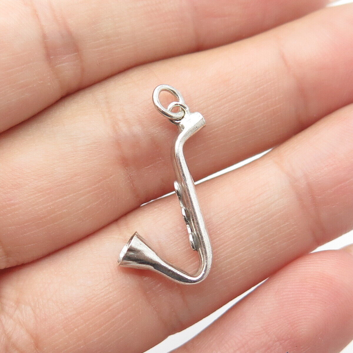 925 Sterling Silver Vintage Saxophone Music 3D Charm Pendant