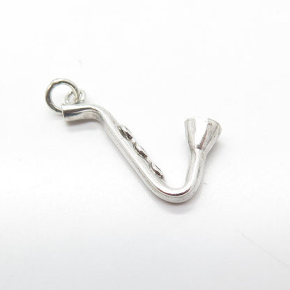 925 Sterling Silver Vintage Saxophone Music 3D Charm Pendant