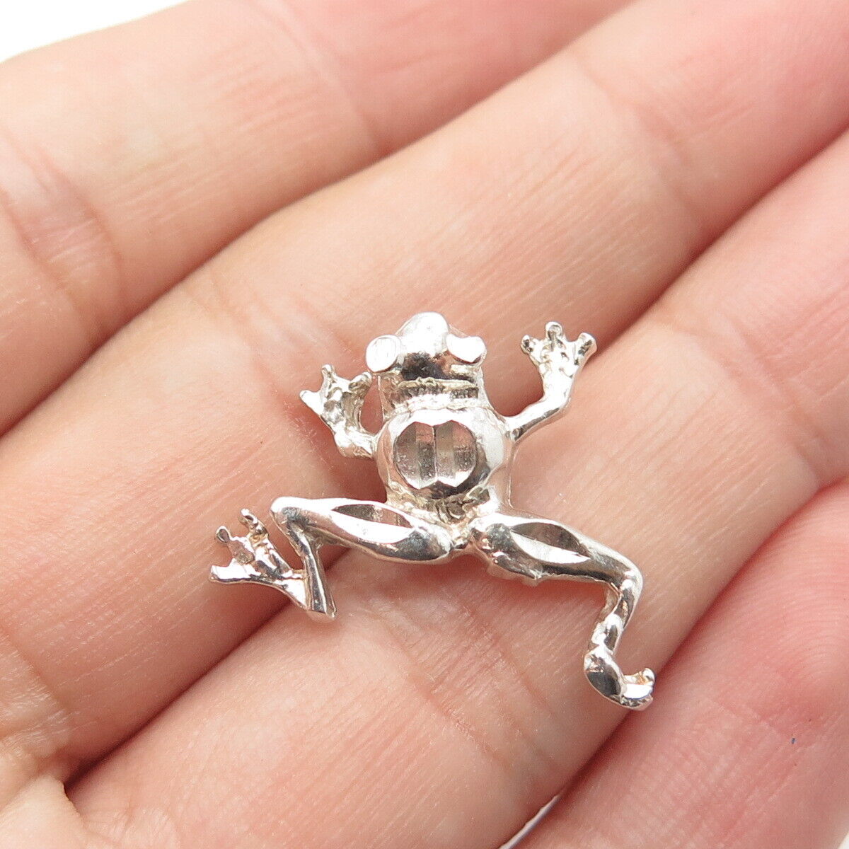 925 Sterling Silver Vintage Frog For Good Luck Slide Pendant