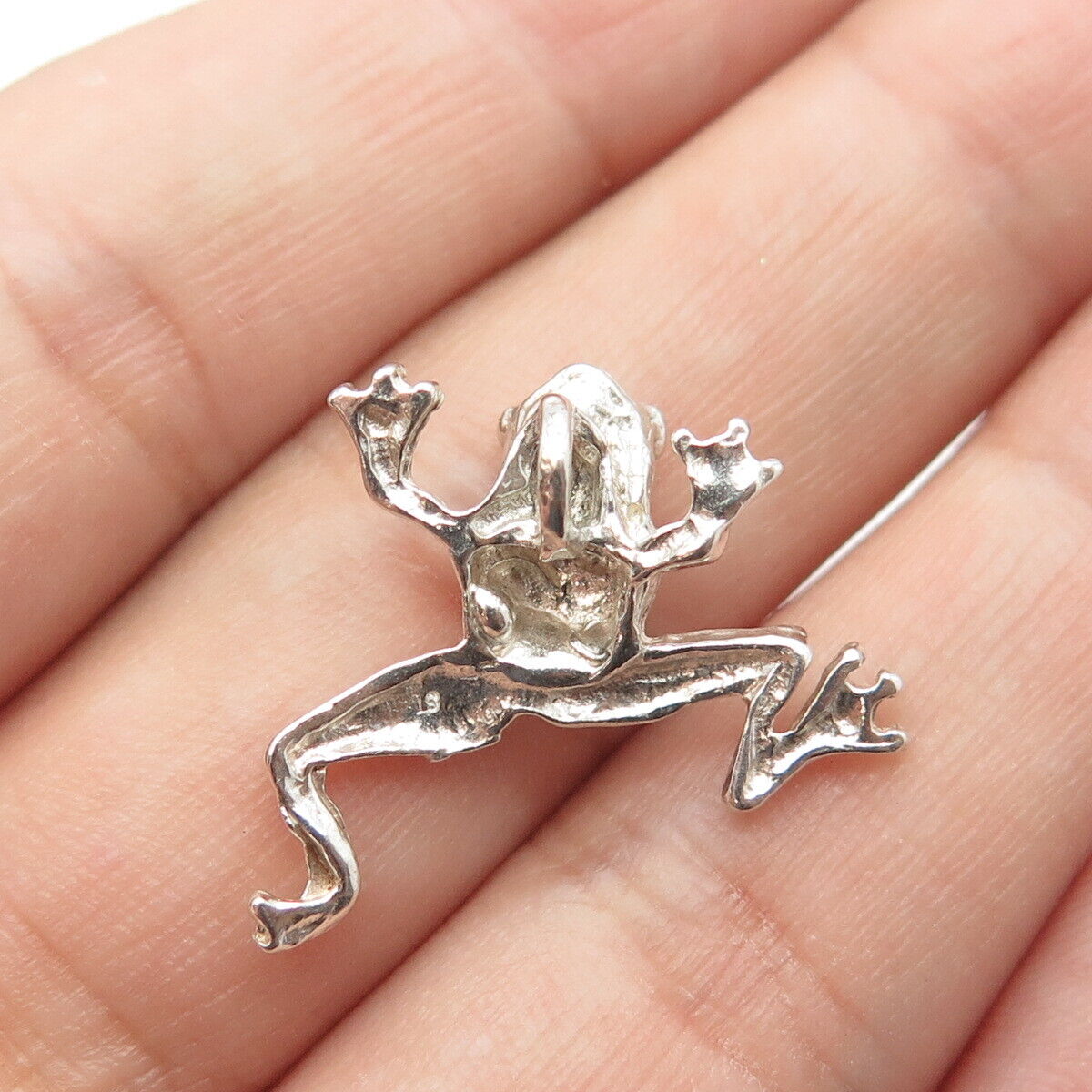 925 Sterling Silver Vintage Frog For Good Luck Slide Pendant