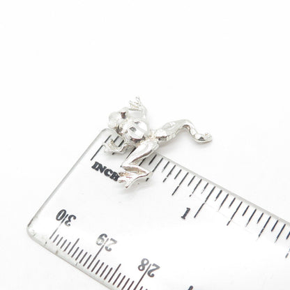 925 Sterling Silver Vintage Frog For Good Luck Slide Pendant