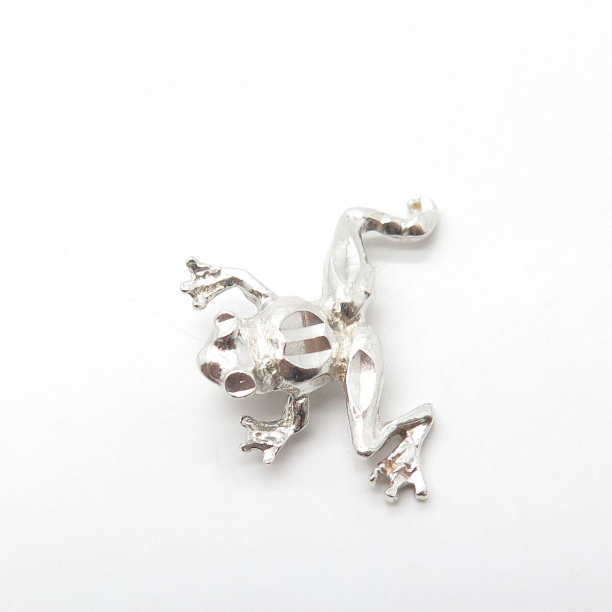 925 Sterling Silver Vintage Frog For Good Luck Slide Pendant