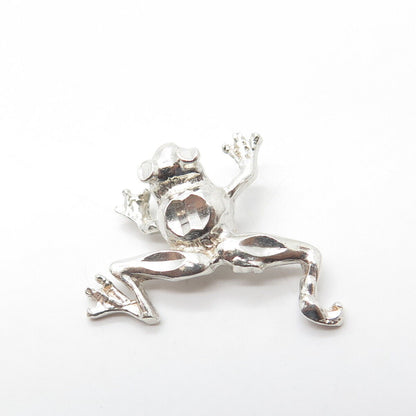 925 Sterling Silver Vintage Frog For Good Luck Slide Pendant